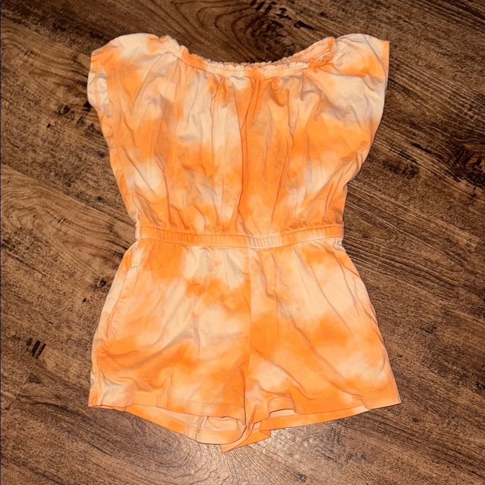 Orange Tie-Dye Kids Romper